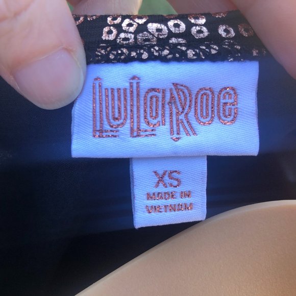 LuLaRoe Debbie Elegant Dress Copper Foil Metallic - Picture 9 of 9